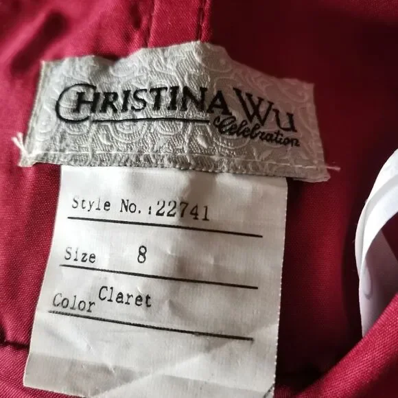 Christina Wu Style 22741 Chiffon Bridesmaid Dress in Claret Color. - Picture 7 of 8